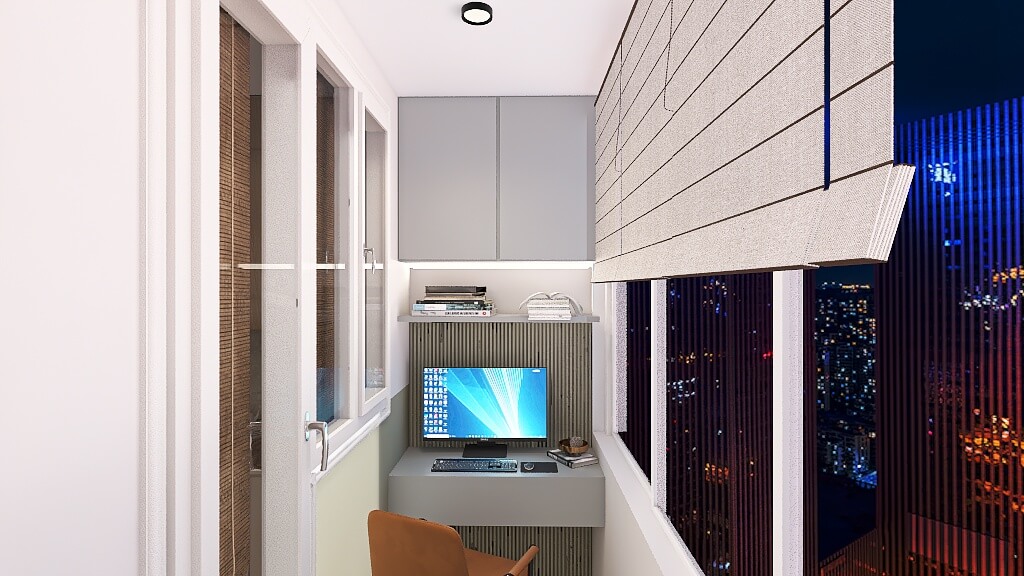 Рабочее место на балконе-кабинете